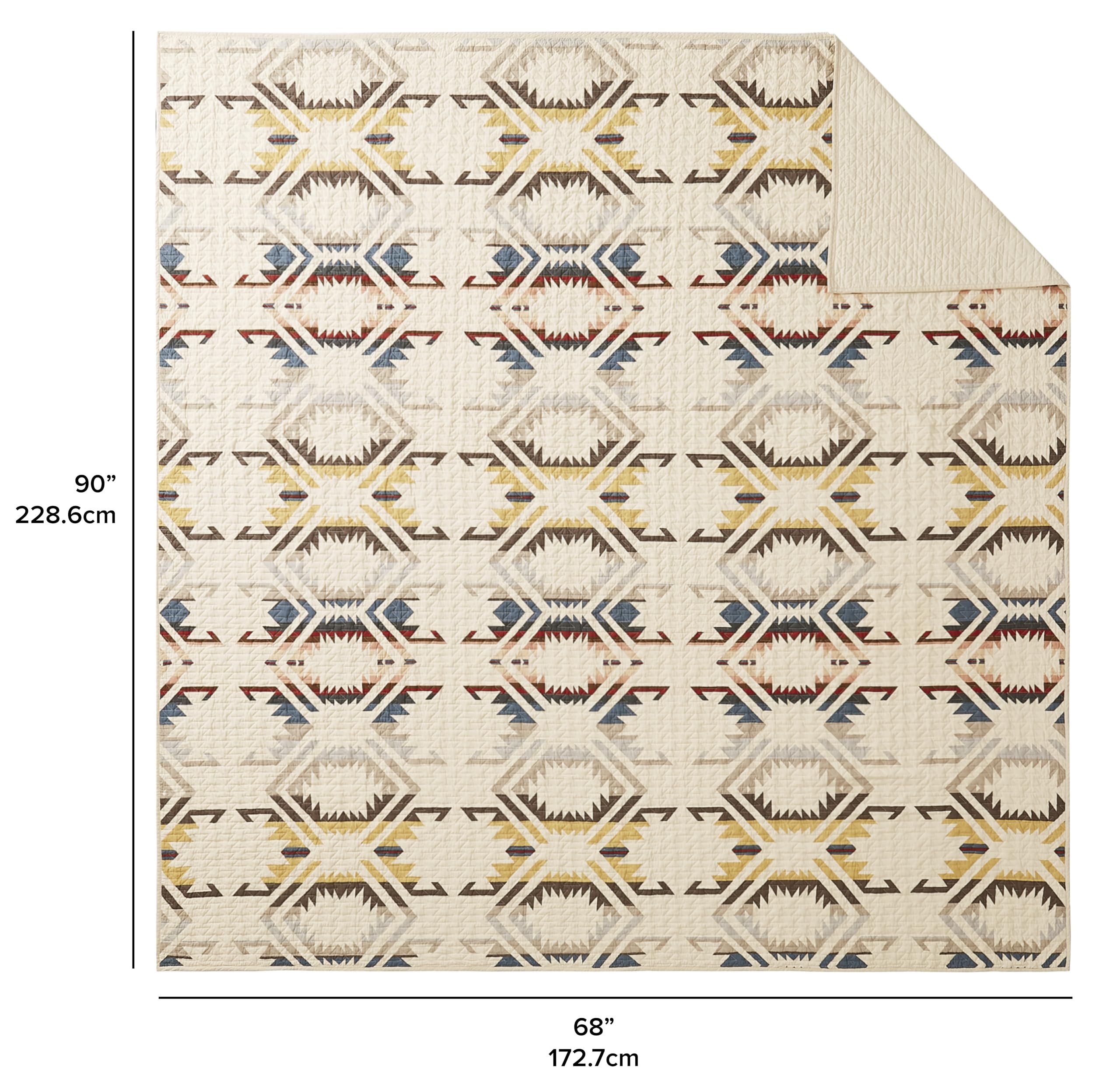 PENDLETON 37507 White Sands Twin XL Quilt Set - Breathable, Wrinkle Resistant Soft Cotton Rustic Printed Diamond Stitched Coverlet Blanket, Machine Washable 2-Piece Bedding for Guest Room, Dorm & Cozy Home Decor (Twin, Sandshell)