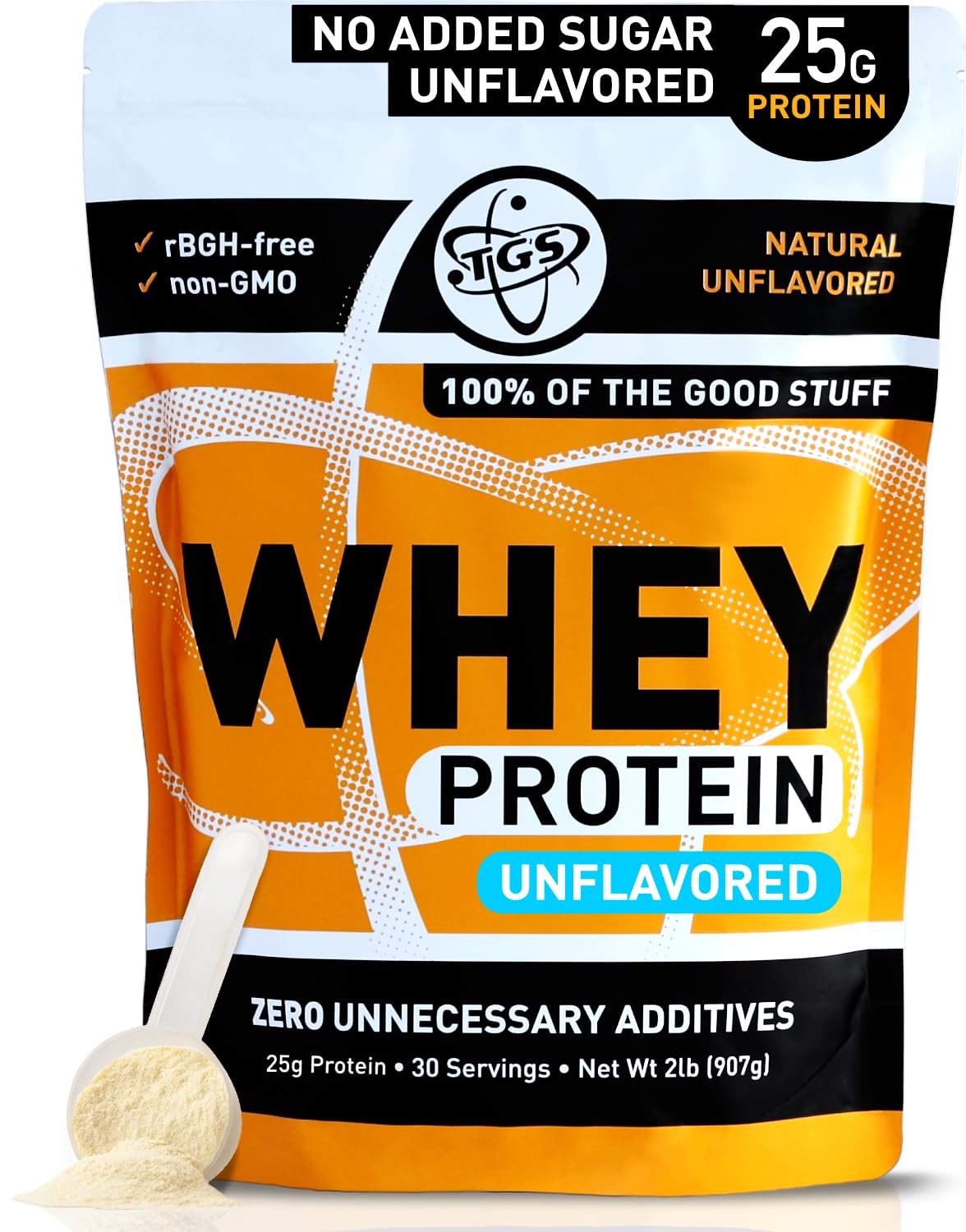 Unflavored Whey Protein Powder - 2lb | Keto Friendly, Low Carb, Low Calorie, No Soy, Unsweetened | Made in USA | Perfect for Smoothies, Baking & Post-Workout Recovery