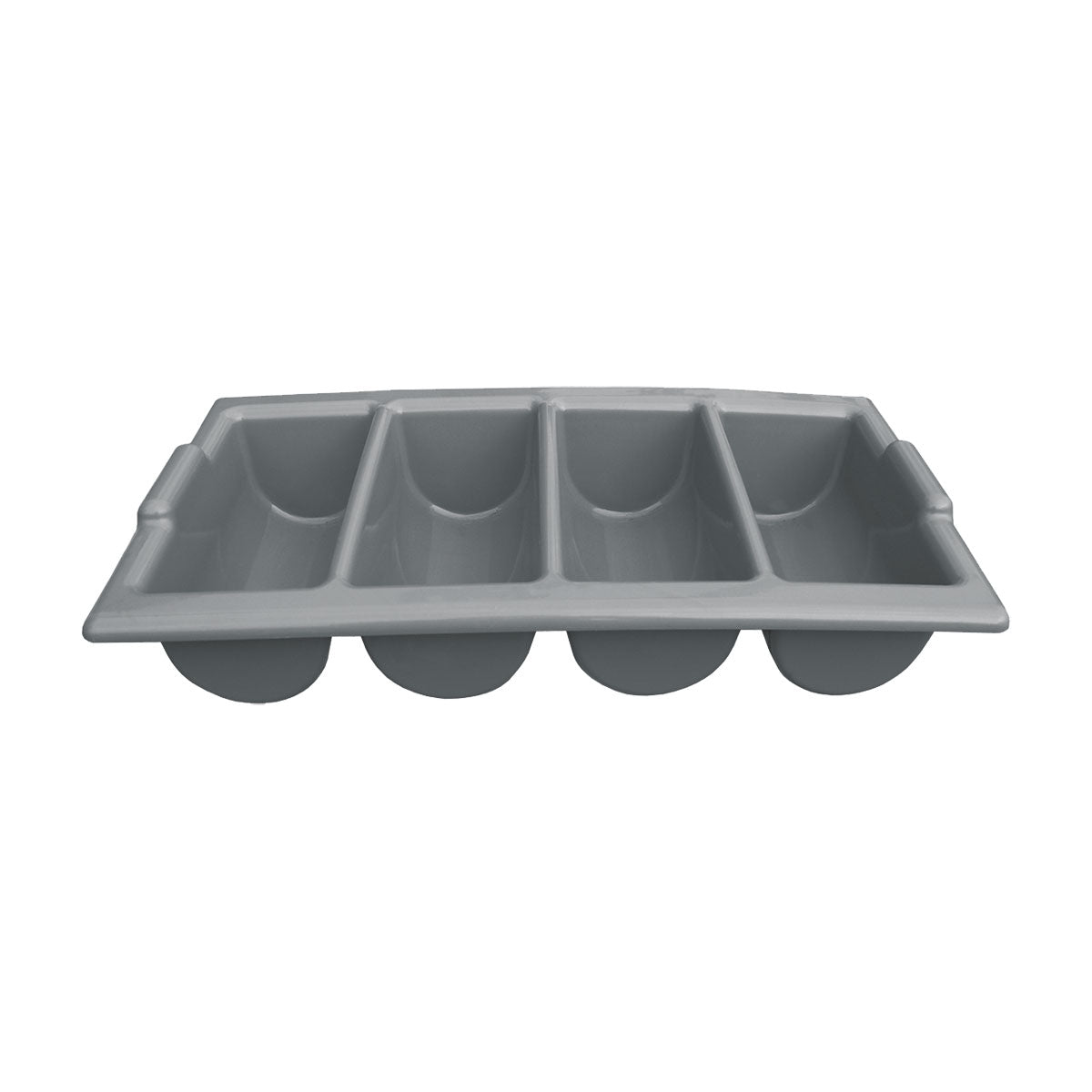 4-Compartment Cutlery Organizer Box - Gray Silverware Storage Tray for Kitchen Utensils, Flatware & Spoons - Perfect for Drawer, Countertop or Dining Table Organization