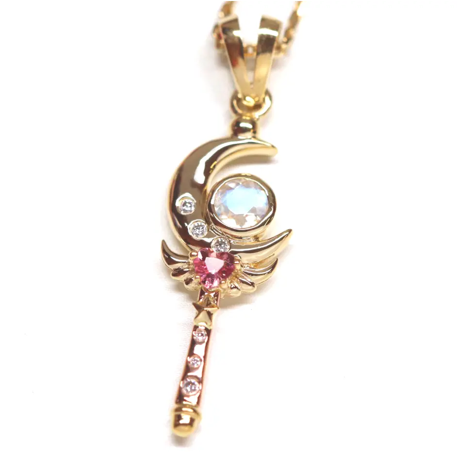 14K Gold Moon Crystal Pendant Necklace for Women - Elegant Celestial Jewelry Gift for Birthday, Anniversary & Special Occasions