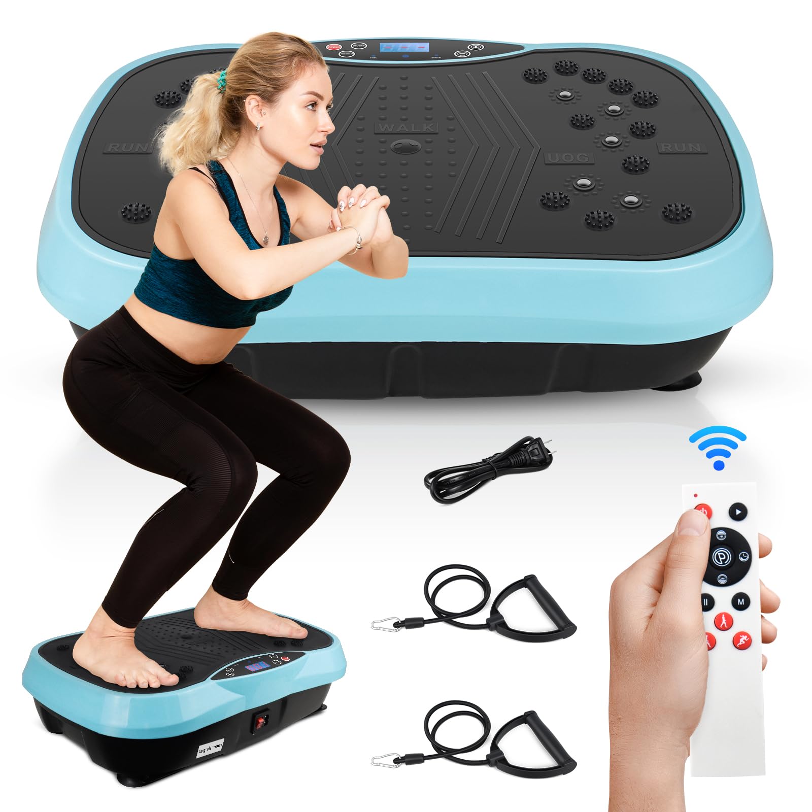 Vibration Plate Exercise Machine - 330lbs Capacity, 6 Preset Modes & 120 Speed Levels for Lymphatic Drainage, Weight Loss & Toning - Includes Loop Belt - Perfect for Home Gym, Physical Therapy & Fitness Training