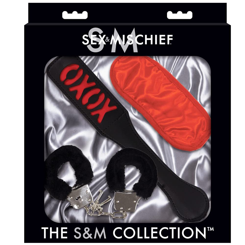 Sex & Mischief Sweet Punishment Kit - BDSM Bondage Set for Couples, Spanking Paddle, Restraints & Blindfold - Perfect for Role Play, Sensual Exploration & Intimate Adventures