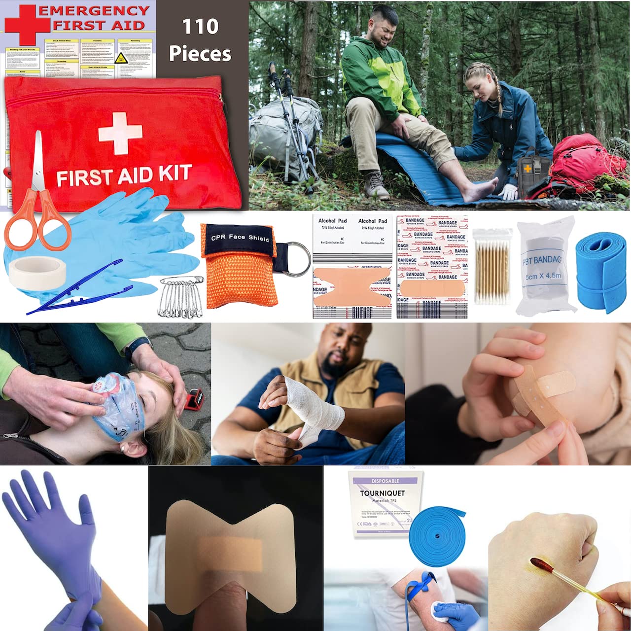 Emergency Survival First Aid Kit - Tactical Bug Out Bag for Camping, Hiking & Hunting | Perfect Gift for Men & Dad | Prepper Gear for RV, Travel, Car, Truck & Boat | Essential Outdoor Adventure & Disaster Preparedness Supplies