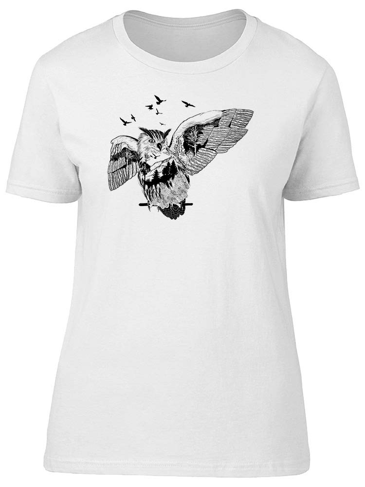 Stylish Owl Sketch Landscape T-Shirt for Men - Perfect for Casual Outings & Graphic Tee Enthusiasts