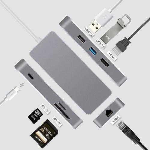 7-in-1 USB C Hub with HDMI, USB 3.0 Ports, Ethernet, SD/TF Card Reader - Multi-Port Adapter for MacBook, iPad, Laptop - Perfect for Home Office, Travel & Video Conferencing