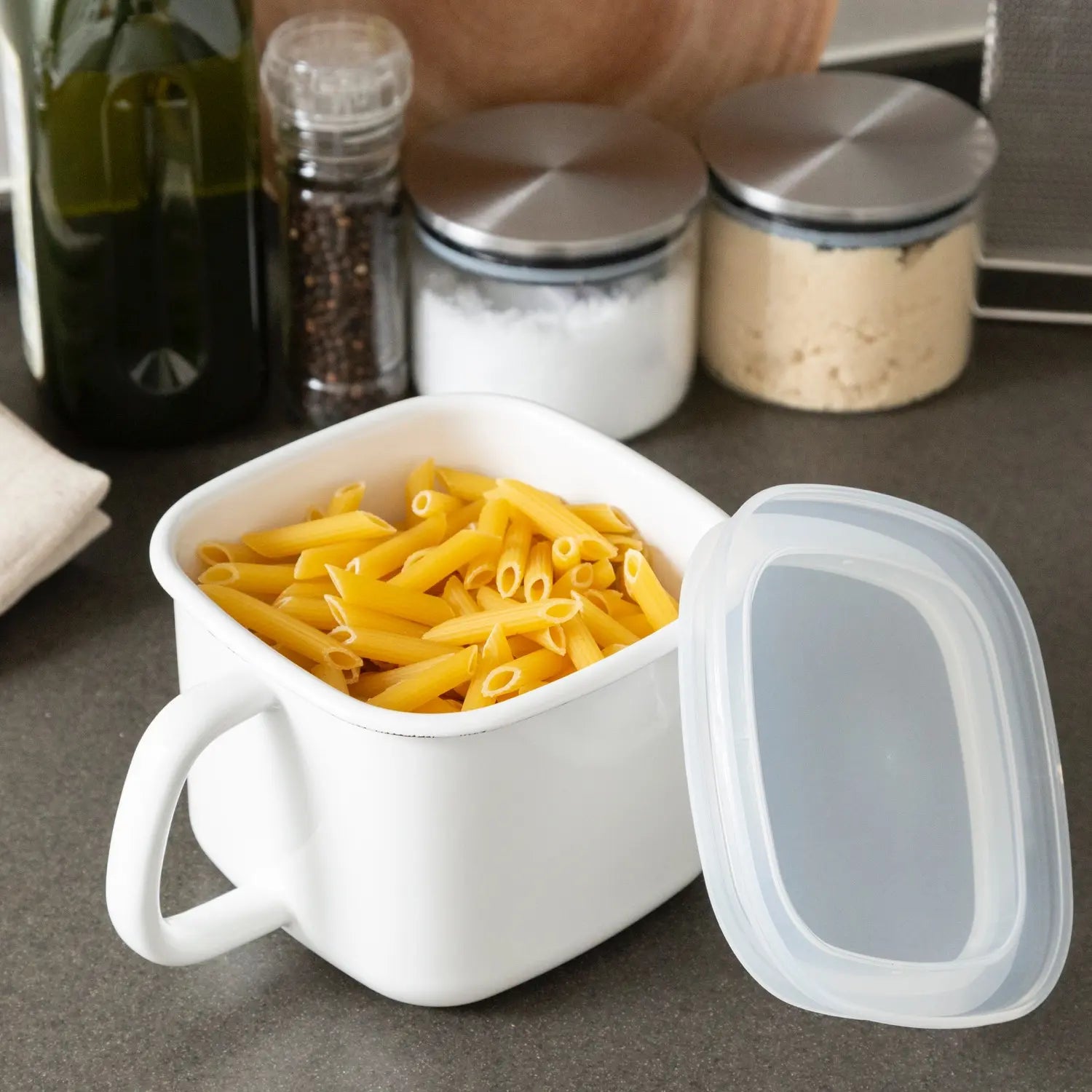 Premium Fujihoro Enamel Miso Soup Container - Airtight Japanese-Style Food Storage for Soup, Noodles & Leftovers - Ideal for Home Kitchens, Meal Prep & Bento Boxes