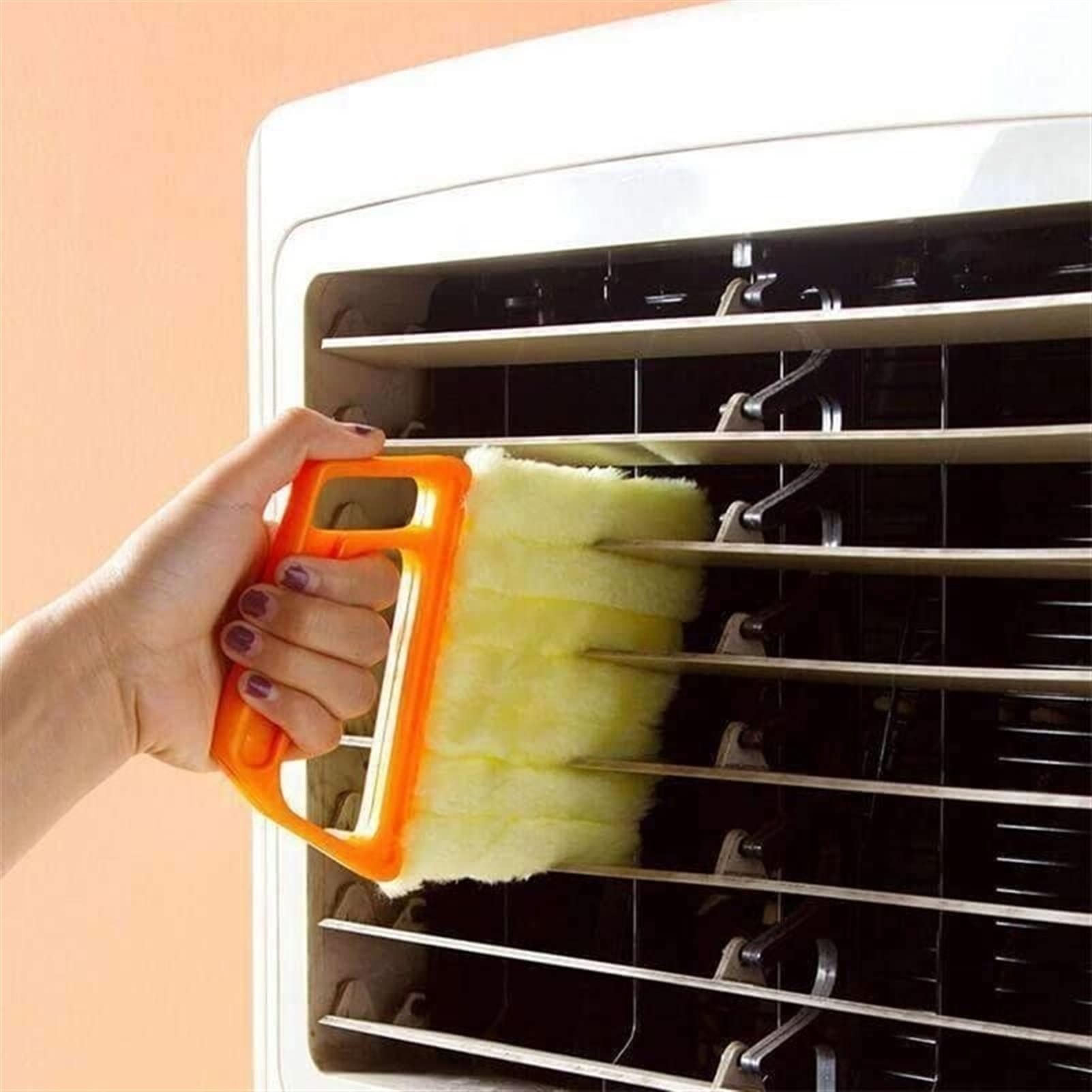 7-Toothed Shutter Cleaner Brush - Washable Microfiber Dust Remover for Blinds, AC & Car Vents