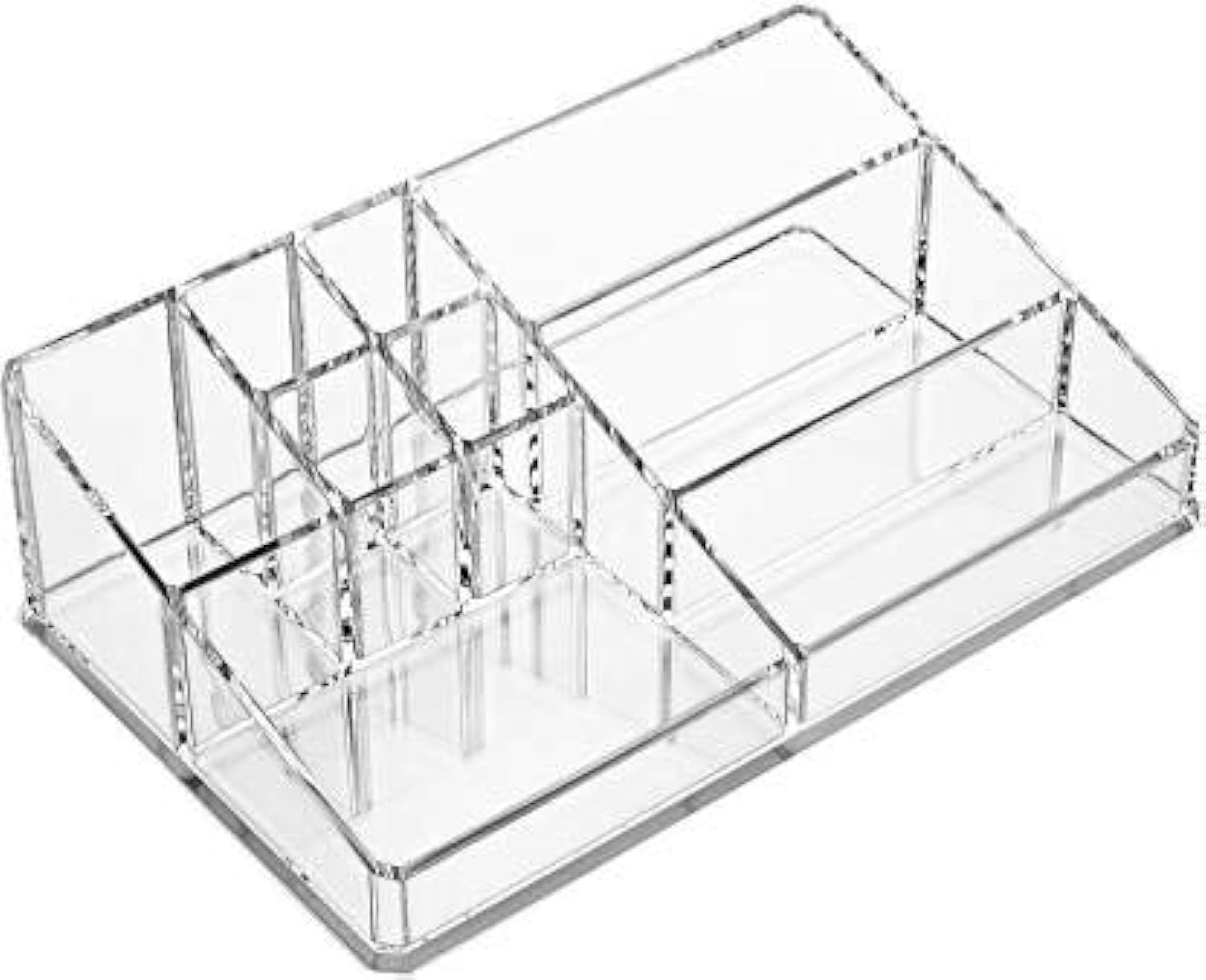Magnusdeal Clear Acrylic 9-Section Cosmetic & Jewelry Organizer Box - Perfect for Makeup Vanity, Bathroom Counter, and Travel Storage (Transparent)