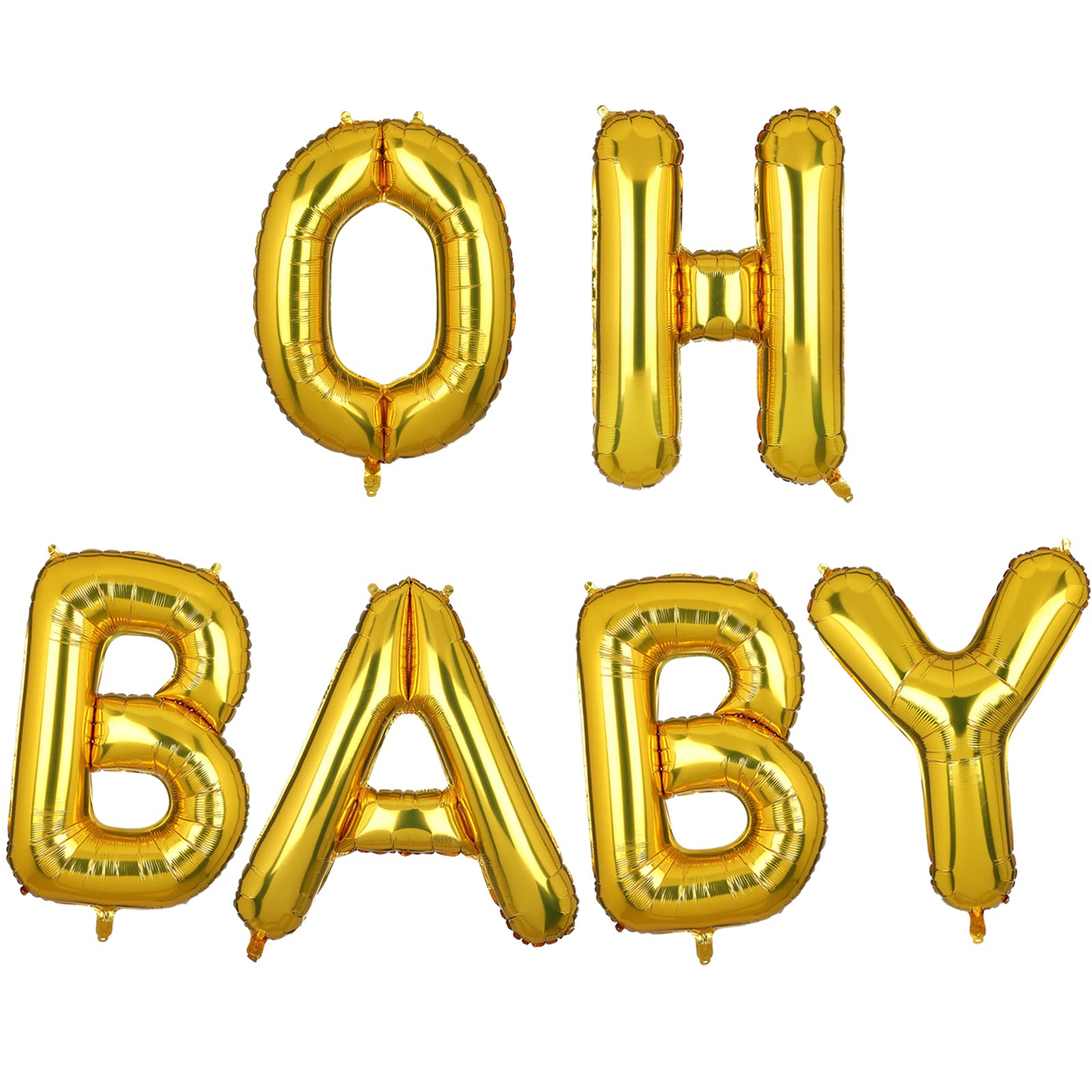 40 Inch Large Gold 'Oh Baby' Foil Balloon - Giant Baby Shower Decoration for Gender Reveal, Nursery Decor & Birthday Parties