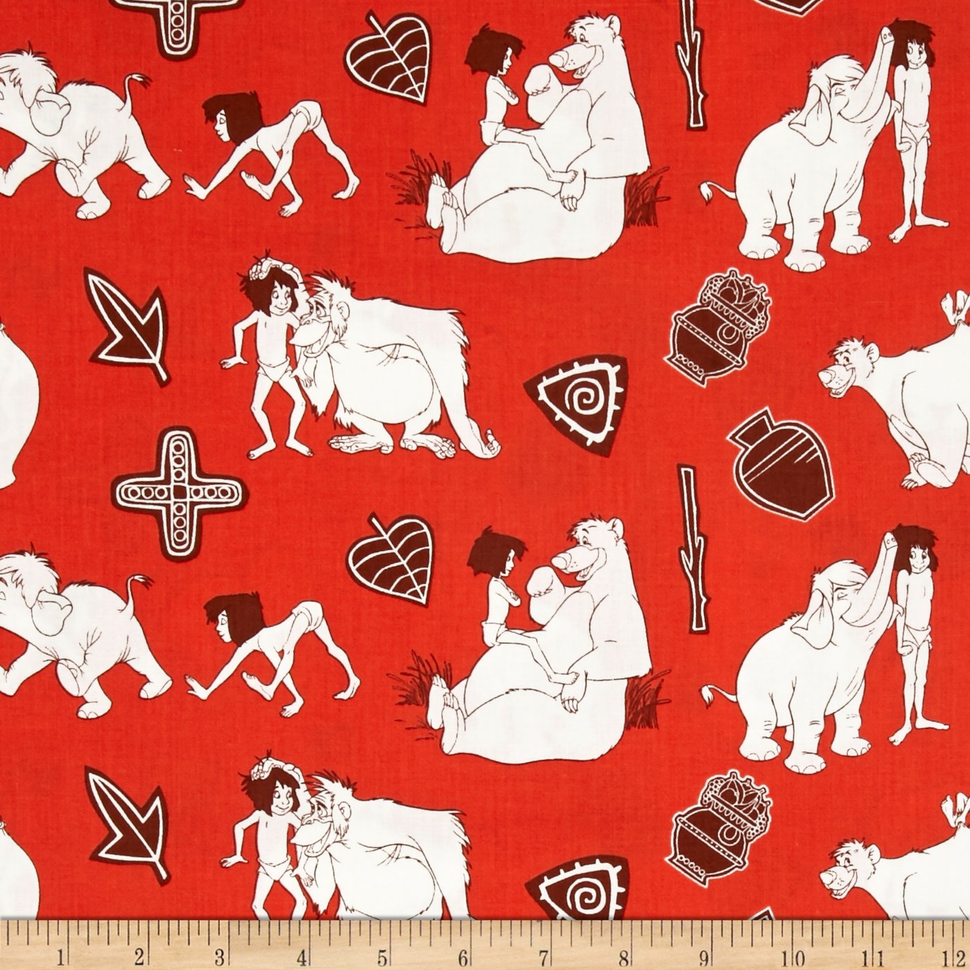 Disney Jungle Book Line Art Red Quilt Fabric by The Yard - Camelot Quilting Cotton for DIY Quilts, Bedding & Home Decor - Perfect for Baby Blankets, Throw Pillows & Craft Projects