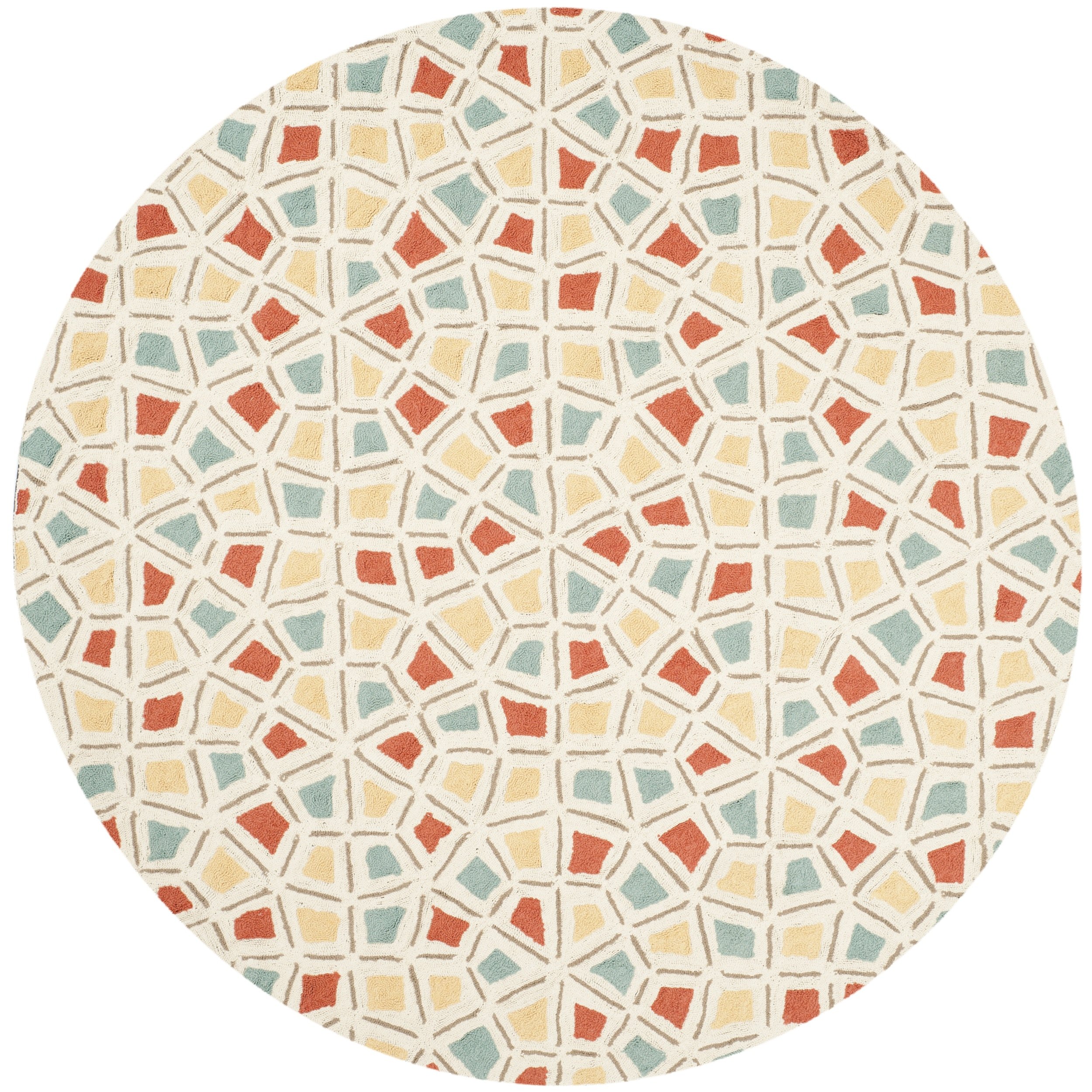 SAFAVIEH Martha Stewart Collection 6-Foot Round Bougainvillea MSR1732A Handmade Cotton Area Rug with Spring Wheel Mosaic Design - Perfect for Living Room, Bedroom, or Dining Room Decor