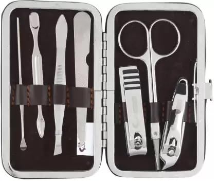 SKENTERPRISES 7-in-1 Professional Manicure Kit - Stainless Steel Nail Clipper, Cuticle Nipper, Nail File & More - Complete Nail Care Set for Home & Salon Use - Perfect for Travel, Gifts & DIY Manicures
