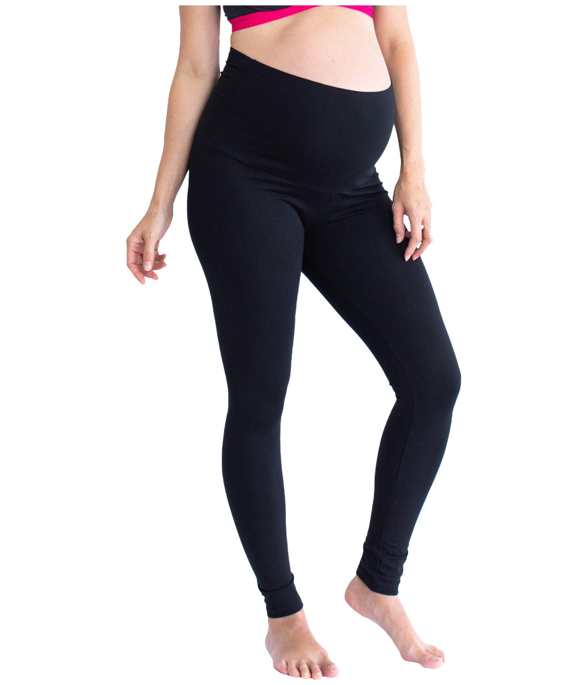 Angel Maternity Pregnancy Leggings - Super Soft Stretchy High Waist Yoga Pants for Pregnant Women - Perfect for Prenatal Yoga, Workouts & Everyday Comfort