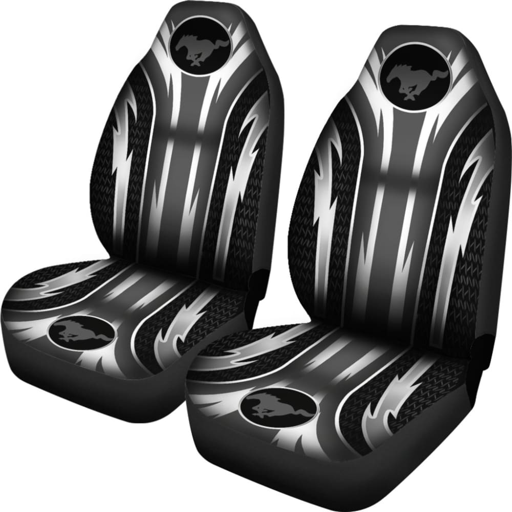 Premium 2-Piece Front Mustang Seat Covers in Grey (Fits 144627) - Durable Car Seat Protectors for Ford Mustang | Perfect for Daily Commuting, Road Trips & Car Shows