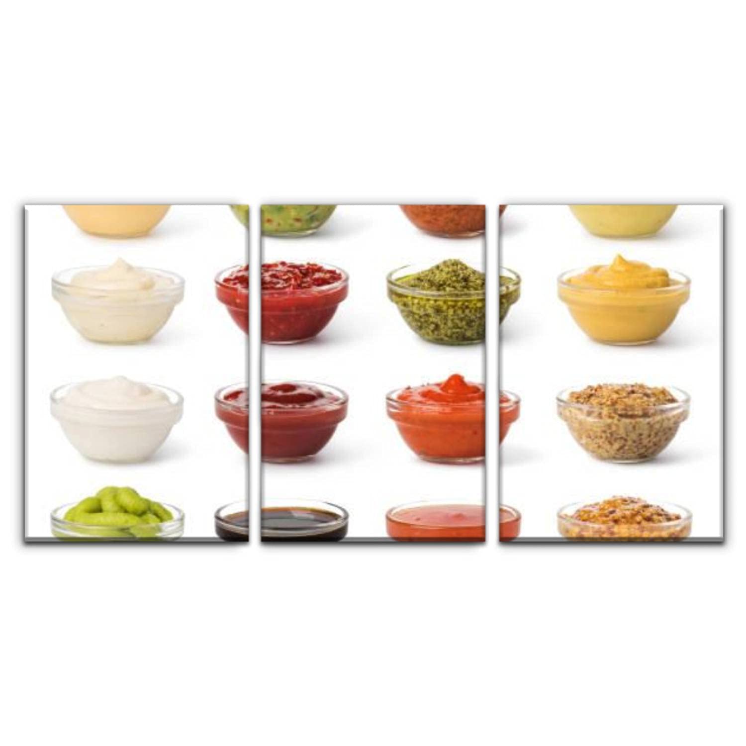 3-Piece Canvas Wall Art Set with Bowl & Sauce - Modern Framed Hanging Paintings (16x23.7 Inch) - Home Decor for Living Room, Bedroom, Kitchen - Perfect for Dining Areas & Gift Giving