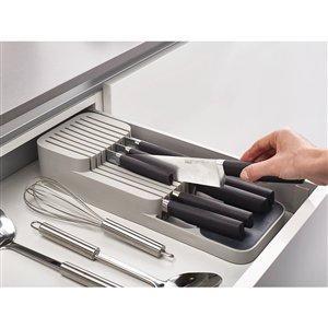 Joseph Joseph DrawerStore Compact In-Drawer Knife Organizer - Space-Saving Grey Knife Storage for Kitchen Drawers - Perfect for Home Chefs & Organized Kitchens