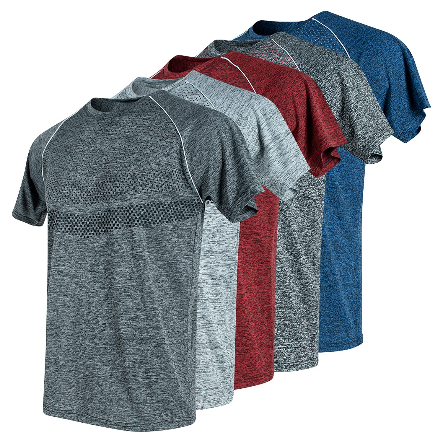 5 Pack Men's Gym Workout T-Shirts - Moisture Wicking Athletic Tees for Training & Fitness - Perfect for Gym, Running, and Sports Activities