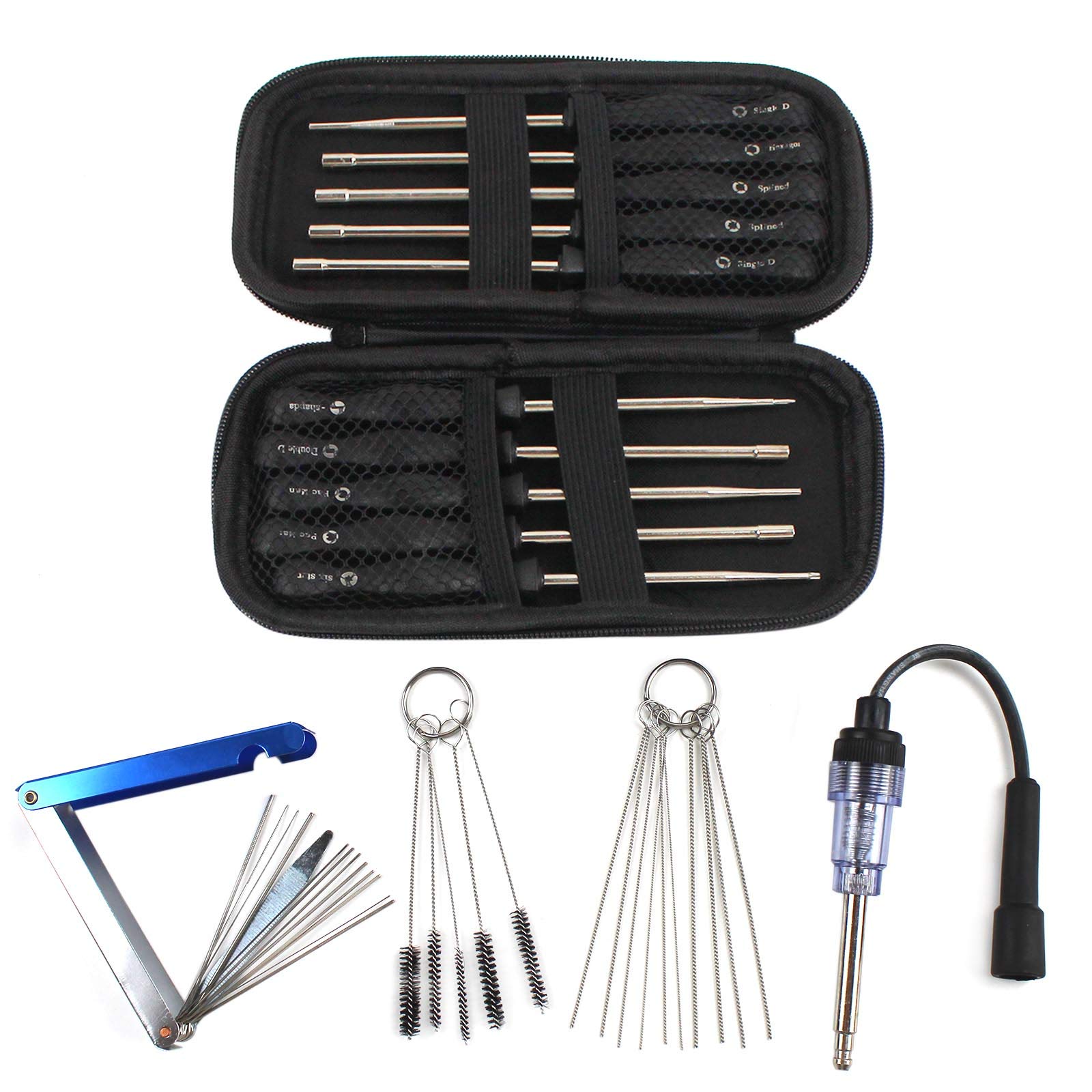 10-Piece Carburetor Adjustment Tool Kit with Case - Carb Tune-Up Tools, Cleaning Brush & Spark Tester for 2-Cycle Engines - Perfect for Lawn Mowers, Chainsaws, Motorcycles & Small Engine Maintenance