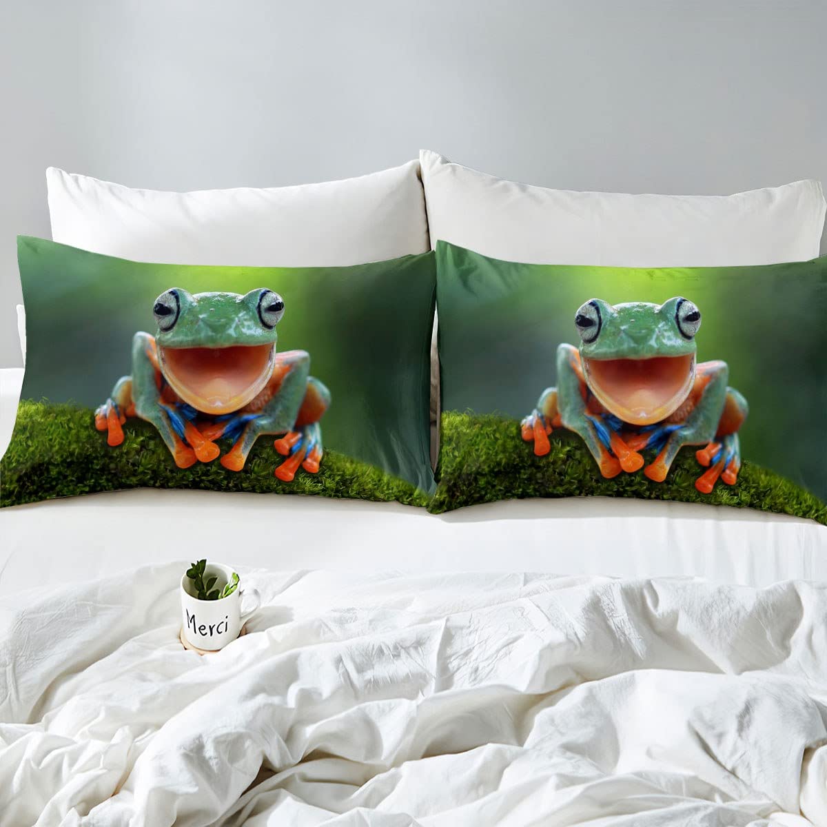 Kids Frog Bed Sheet Set - Super Soft Microfiber Green Tropical Frog Decor for Boys & Girls | Deep Pocket Fitted Sheet | Cute Wild Animal Bedding | Perfect for Kids' Bedroom, Nursery, or Playroom Decor
