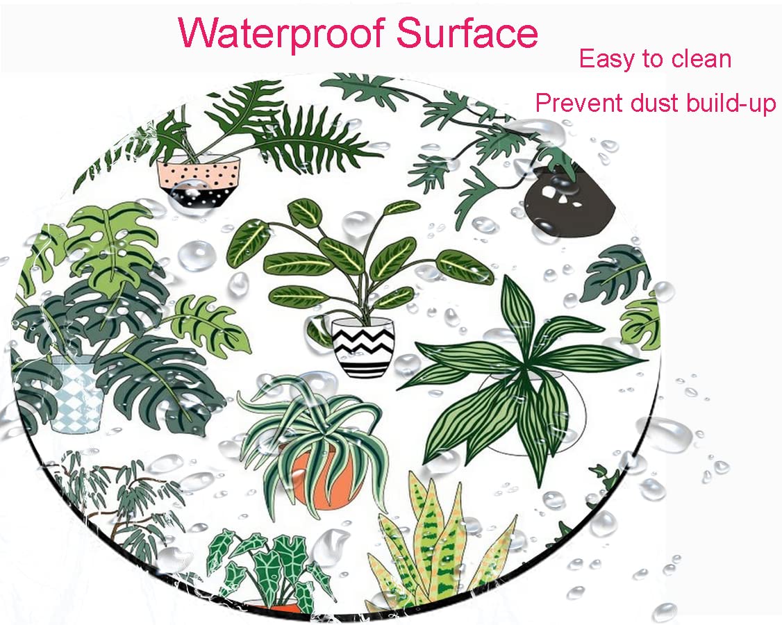 Ergonomic Round Mouse Pad with Non-Slip Rubber Base - Washable Gaming Mouse Mat with Lycra Cloth Surface - Cute Potted Plant Design for Office & Home Desk - Perfect for Wireless Mouse, Laptop & PC Gaming (Ideal for Work, Gaming & Daily Computer Use)