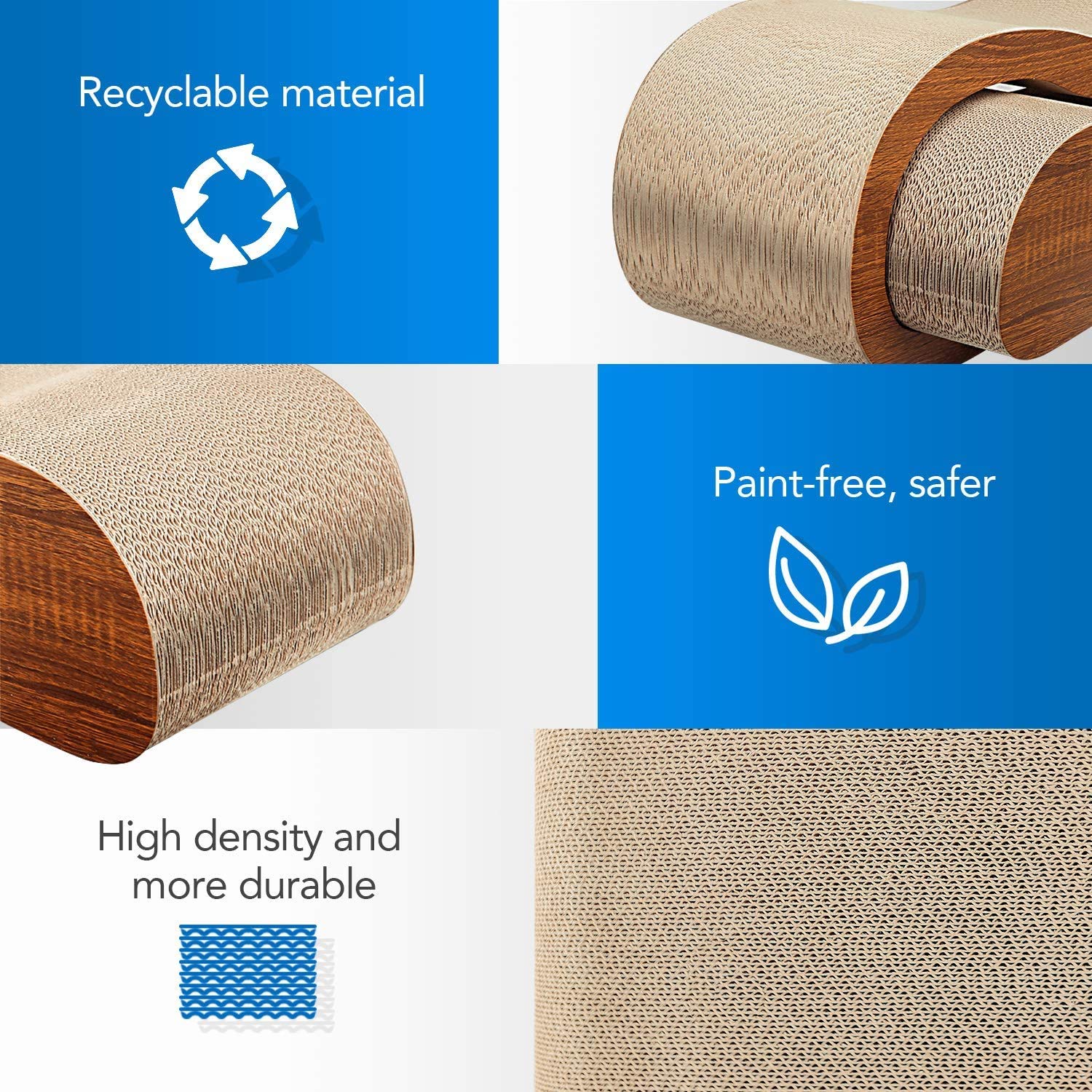 2 in 1 Cat Scratcher Cardboard Lounge Bed - Durable Scratching Board for Cats, Protects Furniture from Damage, Large Size - Perfect for Indoor Play & Cat Nap Spaces