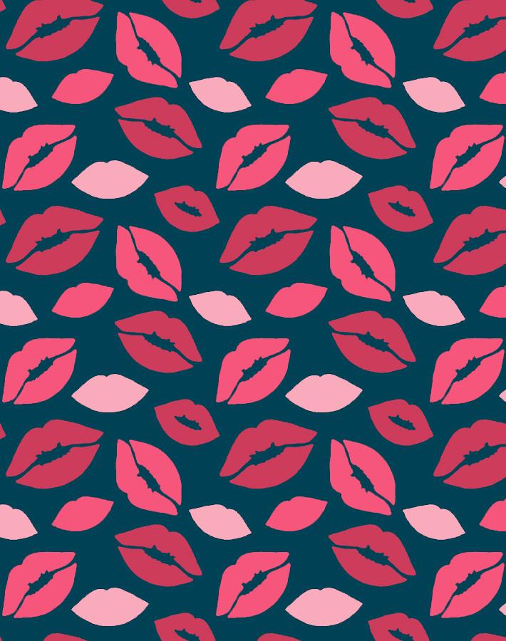 Nathan Turner Kiss My A Indigo Wallpaper - Elegant Home Decor for Living Room, Bedroom & Office