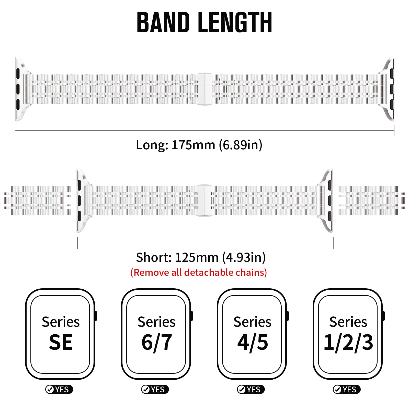 Slim Stainless Steel Metal Watch Band for Apple Watch 41mm 40mm 38mm 45mm 42mm 44mm 49mm - Thin Chain Link Bracelet Compatible with iWatch Series 9/8/7/SE/Ultra/6/5/4/3/2/1 - Elegant & Durable Replacement Strap for Women, Perfect for Work, Gym & Everyday Wear