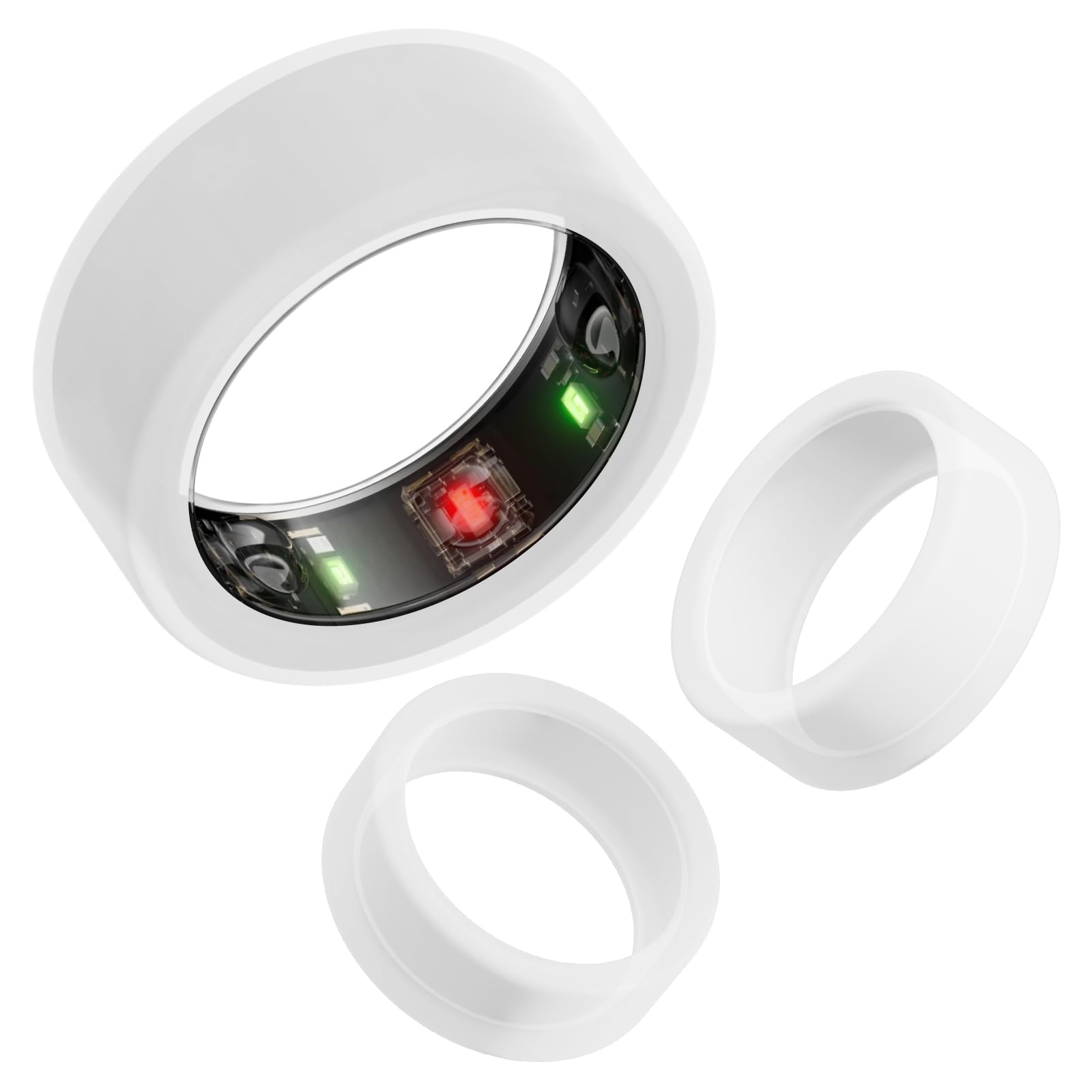 Oura Ring Gen 3 Silicone Protector Cover - 3 Pack Transparent White Elastic Case for Workouts & Sports | Compatible with Sizes 11/12/13 | Durable Gym & Fitness Accessory