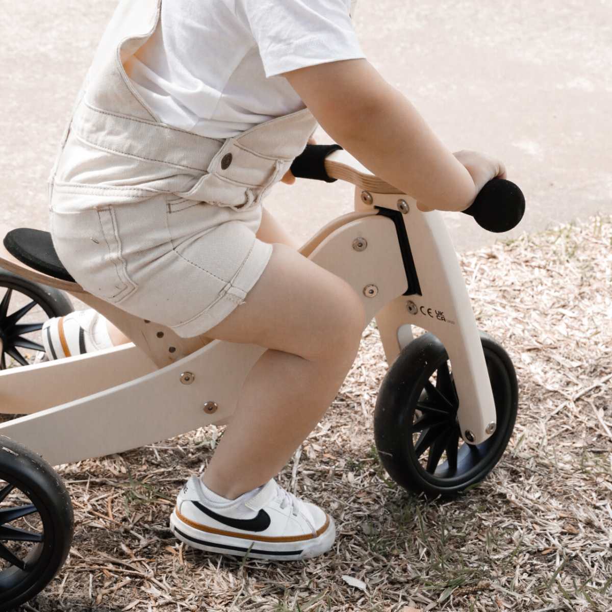 Kinderfeets 2-in-1 Tiny Tot Trike - Adjustable Wooden Balance Bike & Tricycle for Toddlers 1-3 Years, Cream | Perfect for Indoor Play & Outdoor Learning Ride-On Toy