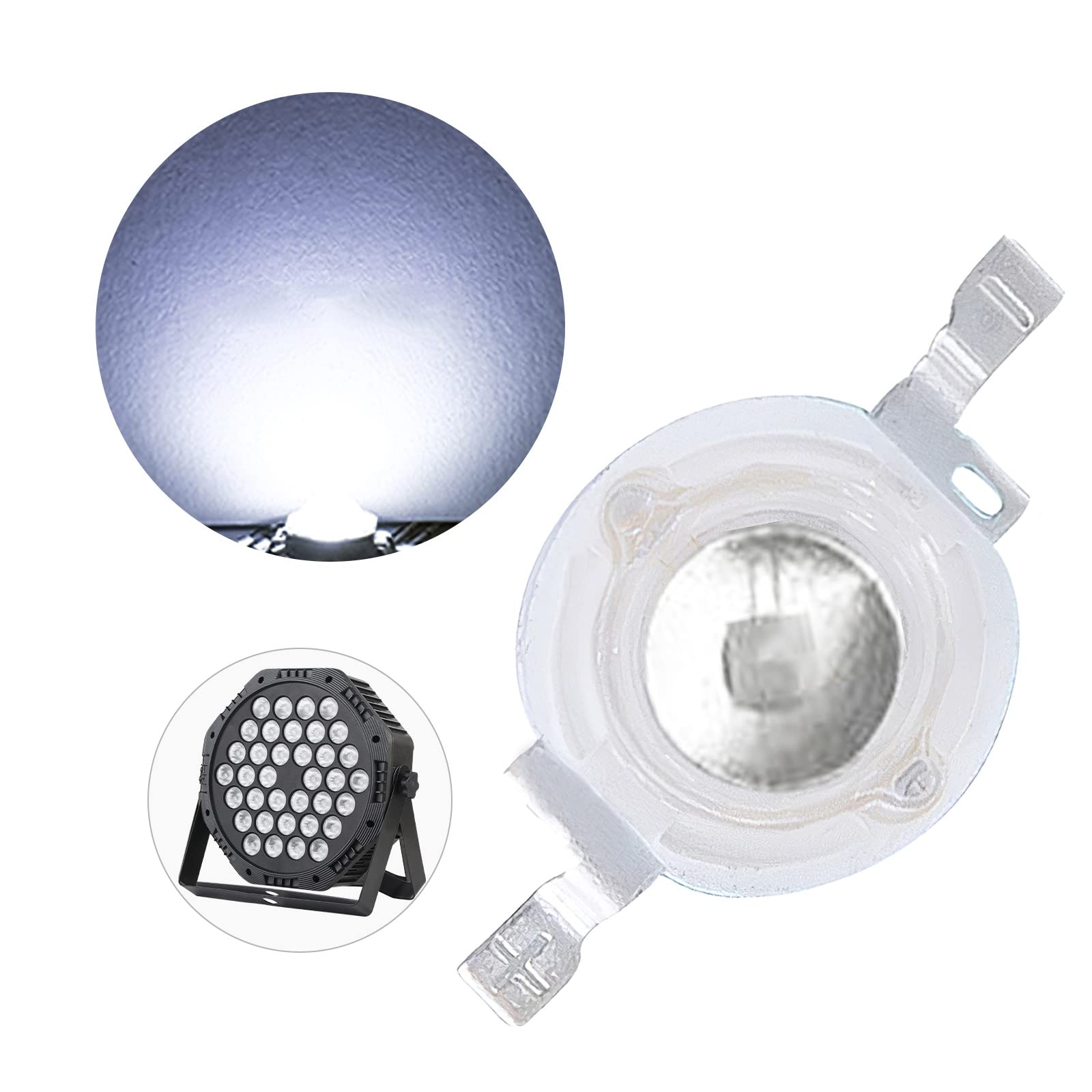 20-Pack 1W 6500K Cool White LED Beads - High Brightness LED Chips for Stage Lighting, DIY Projects & Home Decoration - Perfect for DJ Parties, Theater Shows & Event Lighting