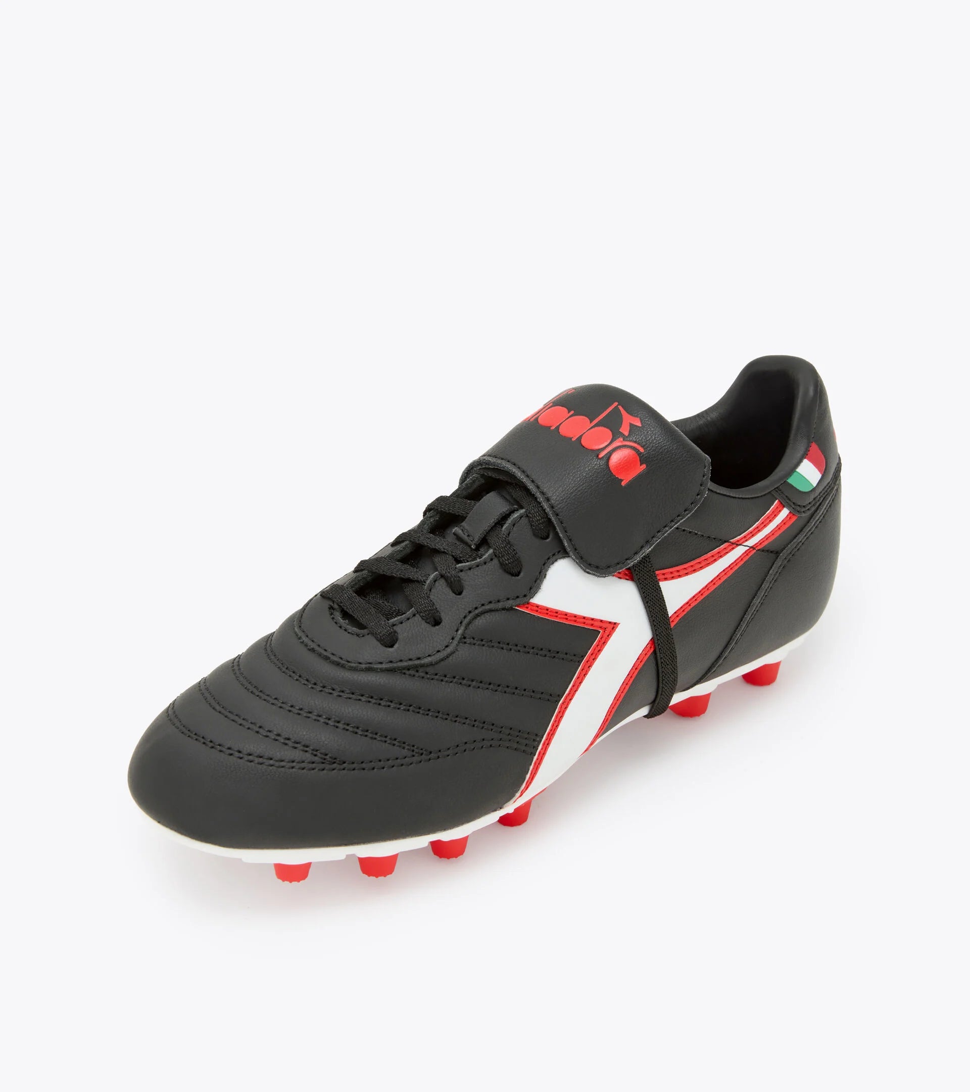 Diadora Brasil OG LT T MDPU Soccer Cleats - Black/White/Milano Red - Premium Football Boots for Men - Perfect for Turf & Grass Fields - Ideal for Training & Matches