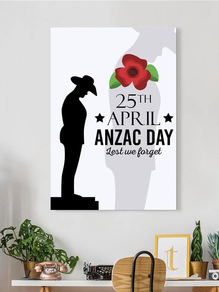 Anzac Day Veteran Silhouette Wrapped Canvas Print - Memorial Wall Art for Home, Office & Military Tribute Decor