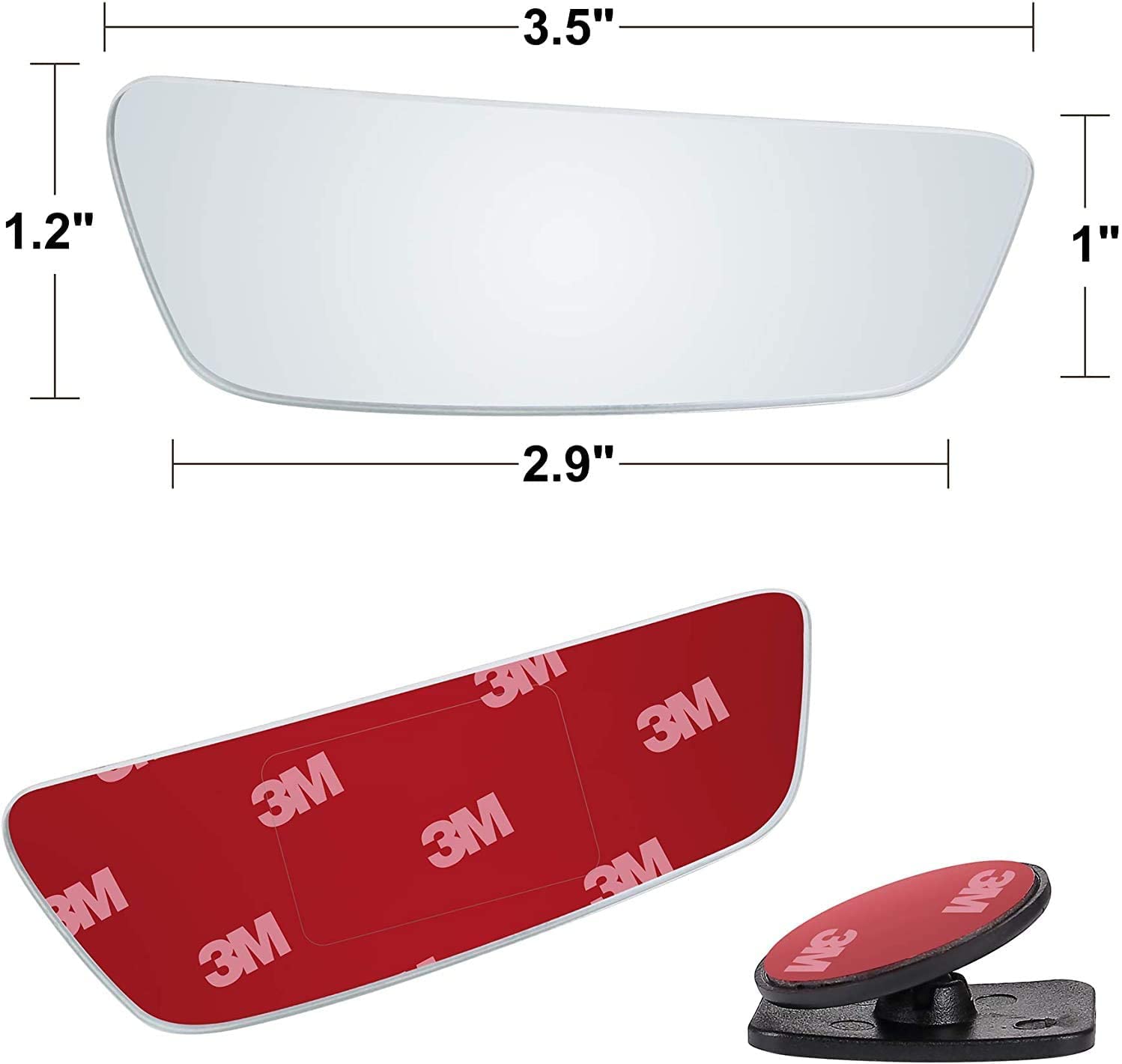 Verivue 3.5-Inch Rectangular Blind Spot Mirrors for Cars - Universal Fit HD Convex Wide Angle Stick-On Frameless Design - Adjustable Car Side Mirror Accessories (2-Pack) - Perfect for Parking, Lane Changing & Safer Driving