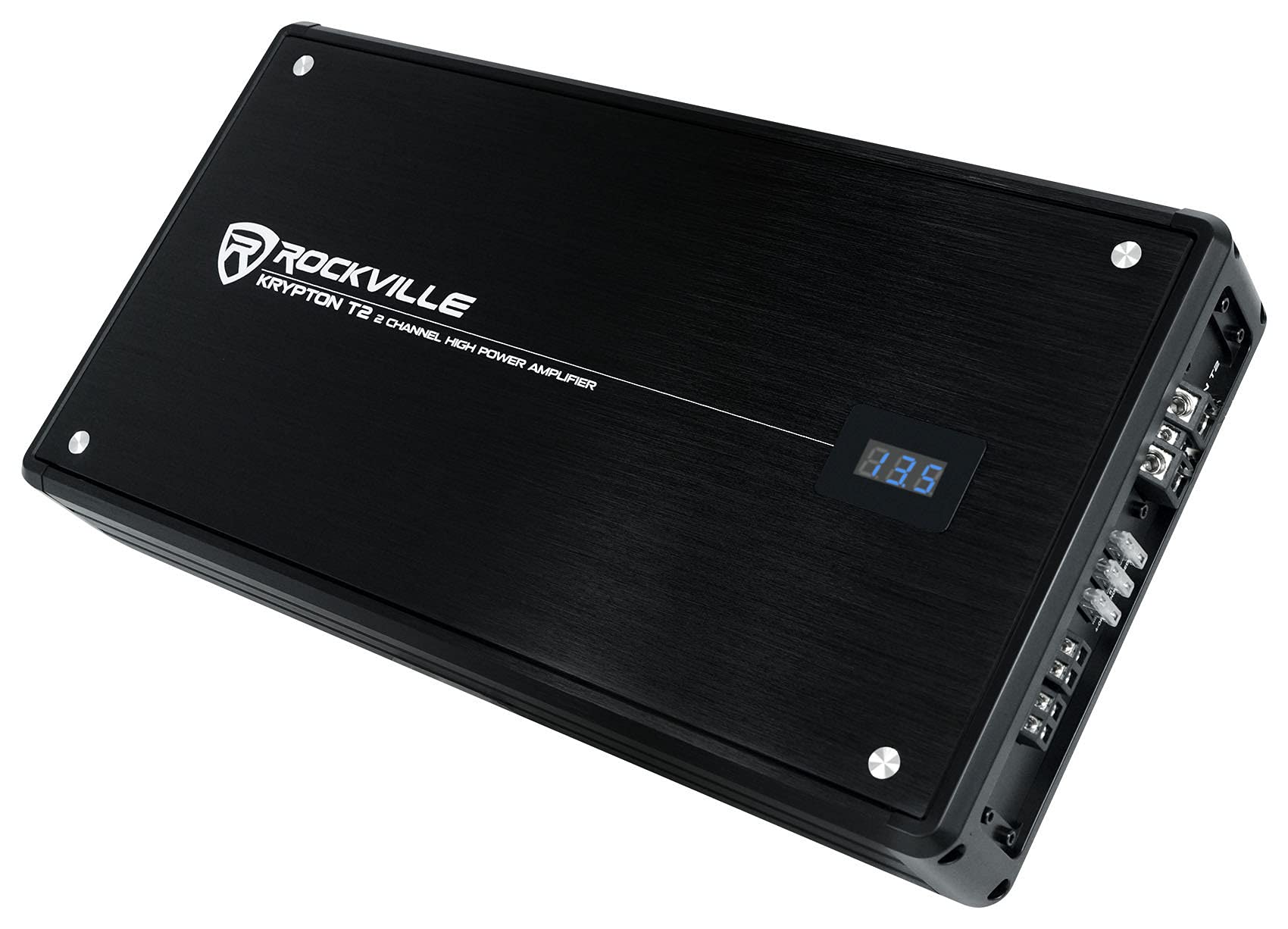Rockville KRYPTON T2 2800W 2-Channel 2-Ohm Car Amplifier - Dyno-Certified MOSFET Power with Adjustable Crossover & Remote Control - High-Performance for Car Audio, Subwoofers, and Bass Systems - Ideal for Car Enthusiasts and Professional Installations