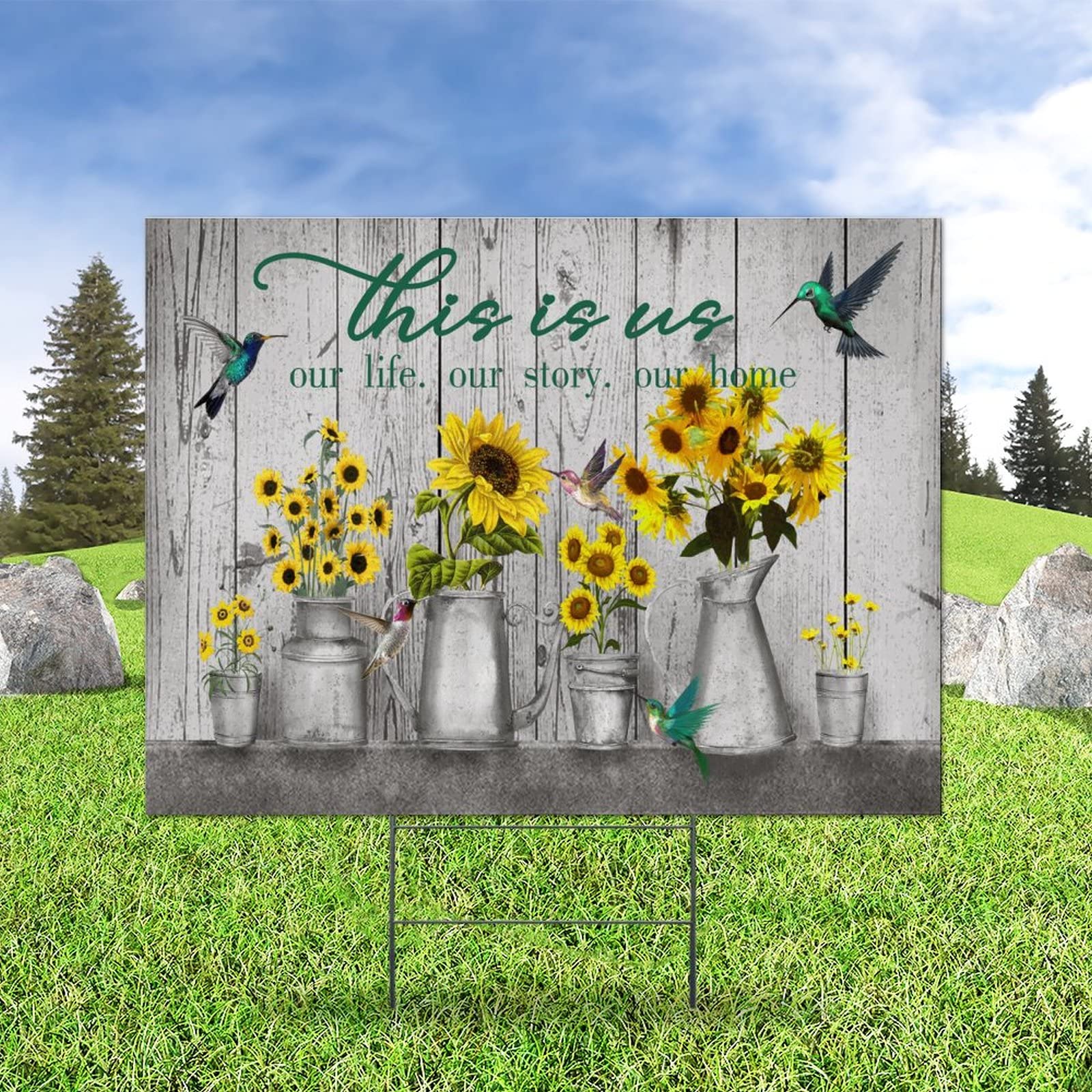 Our Life Our Home Double-Sided Yard Sign - Weatherproof Garden Decor for Sales & Events