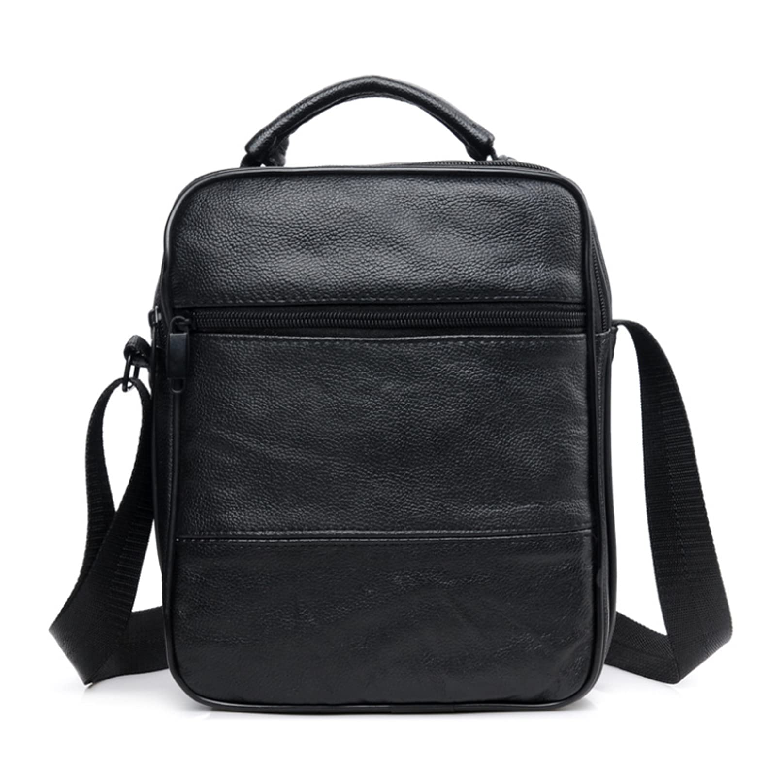 Genuine Leather Shoulder Bag for Men - Vintage Crossbody Top Handle Bag - Portable Small Leather Bag for Casual Business, Hiking, Travel & Everyday Use - Black - Perfect for Office Commute, Weekend Outings & Outdoor Adventures