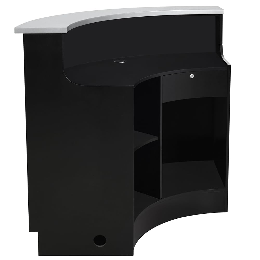Modern LED Illuminated Curved Reception Desk - Contemporary Round Front Office Counter with Janus Design | Perfect for Hotel Lobbies, Corporate Offices & Luxury Reception Areas
