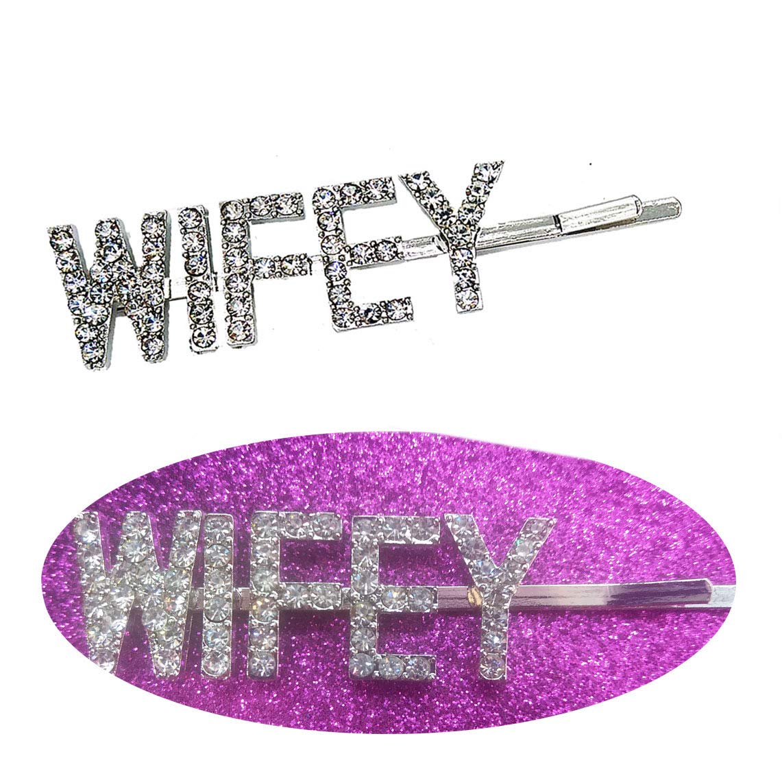 Blingbling WIFEY Hair Clips - Rhinestone Letters Hairpins for Women | Wedding & Party Accessories
