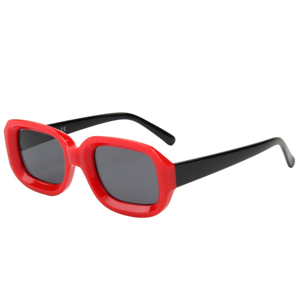 Retro Small Square Sunglasses for Women - Thick Frame Vintage Fashion Glasses - Perfect for Beach, Driving & Outdoor Activities