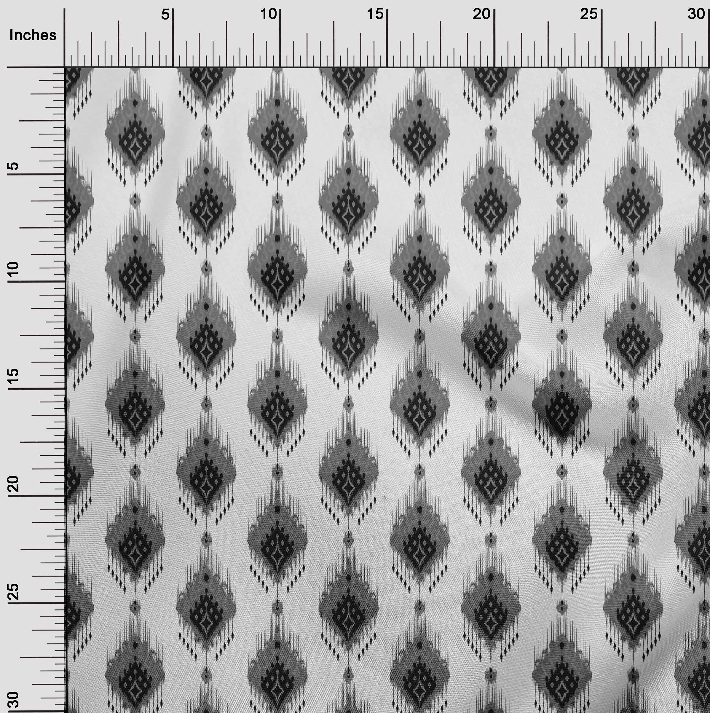 Velvet Gray Ikat Print Fabric by the Yard - 58 Inch Wide for DIY Clothing, Sewing Supplies & Home Decor Projects | Soft, Durable & Stylish Material