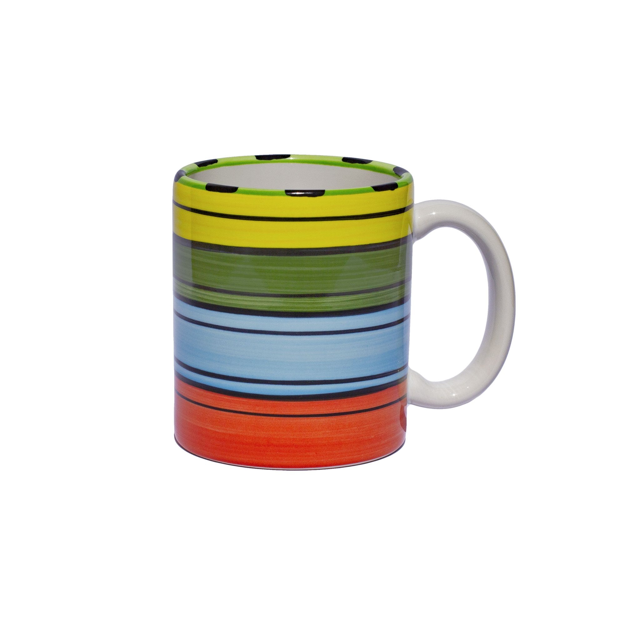 Colorful Striped Acapulco Coffee Mug Set - 4 Pack 11 oz Ceramic Mugs for Home, Office, or Gift Giving