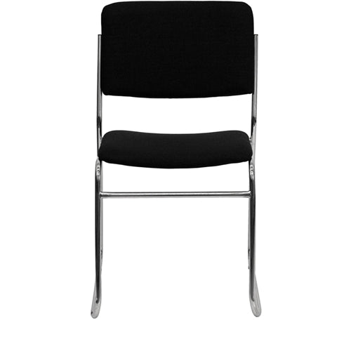 FLASH HERCULES Series 500 lb Capacity Black Fabric High-Density Stacking Chair with Chrome Sled Base - Heavy Duty Stackable Chairs for Office, Conference Room, Banquet, and Event Seating