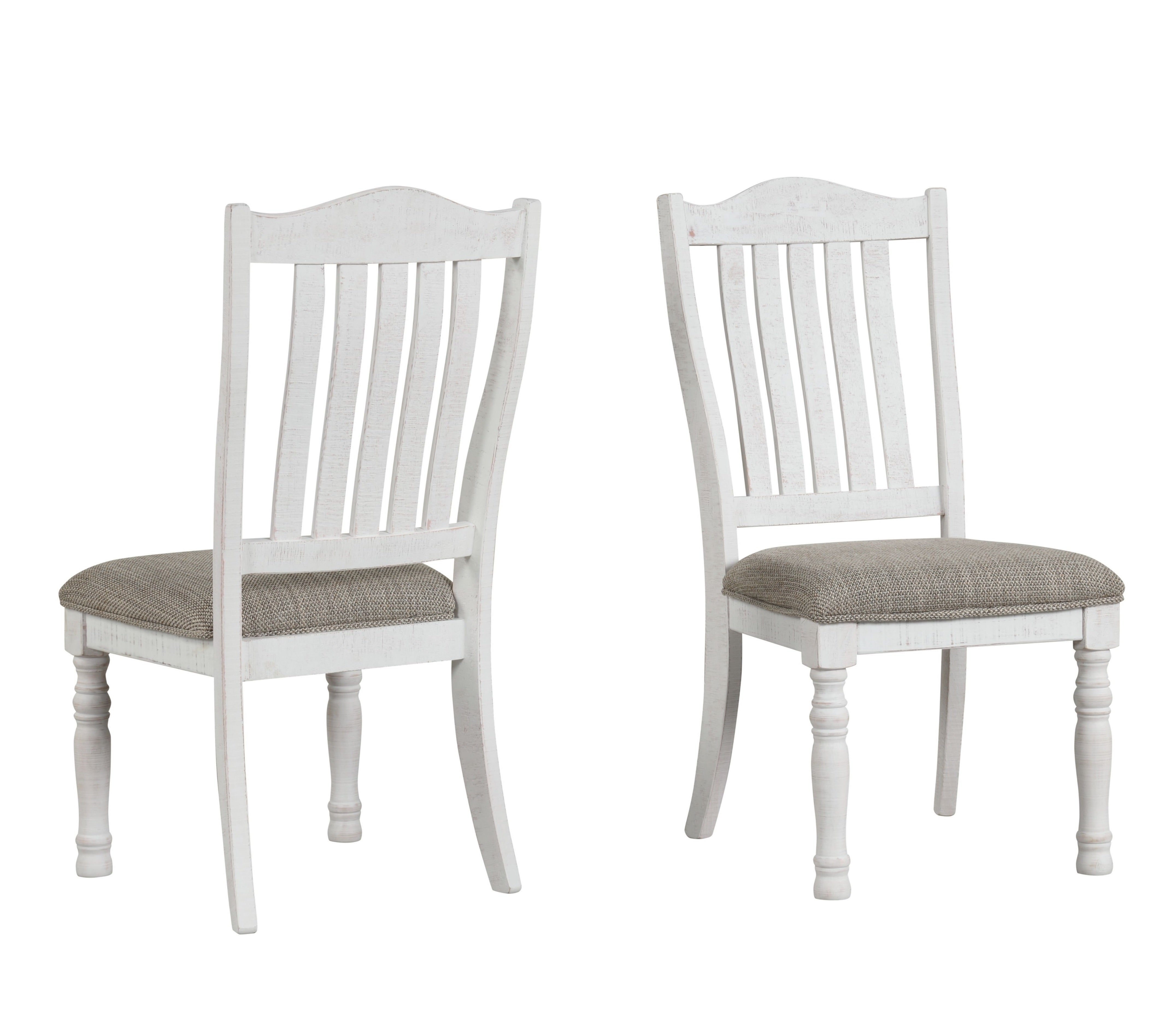 Roundhill Furniture Ebret Farmhouse Two-Tone Distressed Wood Dining Chairs - Brown & White Set of 2 - Rustic Kitchen & Dining Room Decor for Farmhouse Style Homes