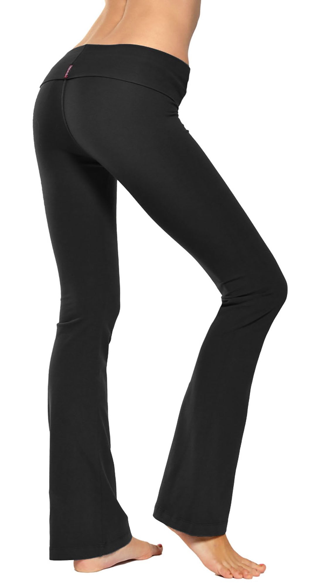 Hard Tail Forever Women's Roll Down Boot Leg Yoga Pants - High Waisted Stretchy Workout Leggings for Running, Gym & Lounge Wear