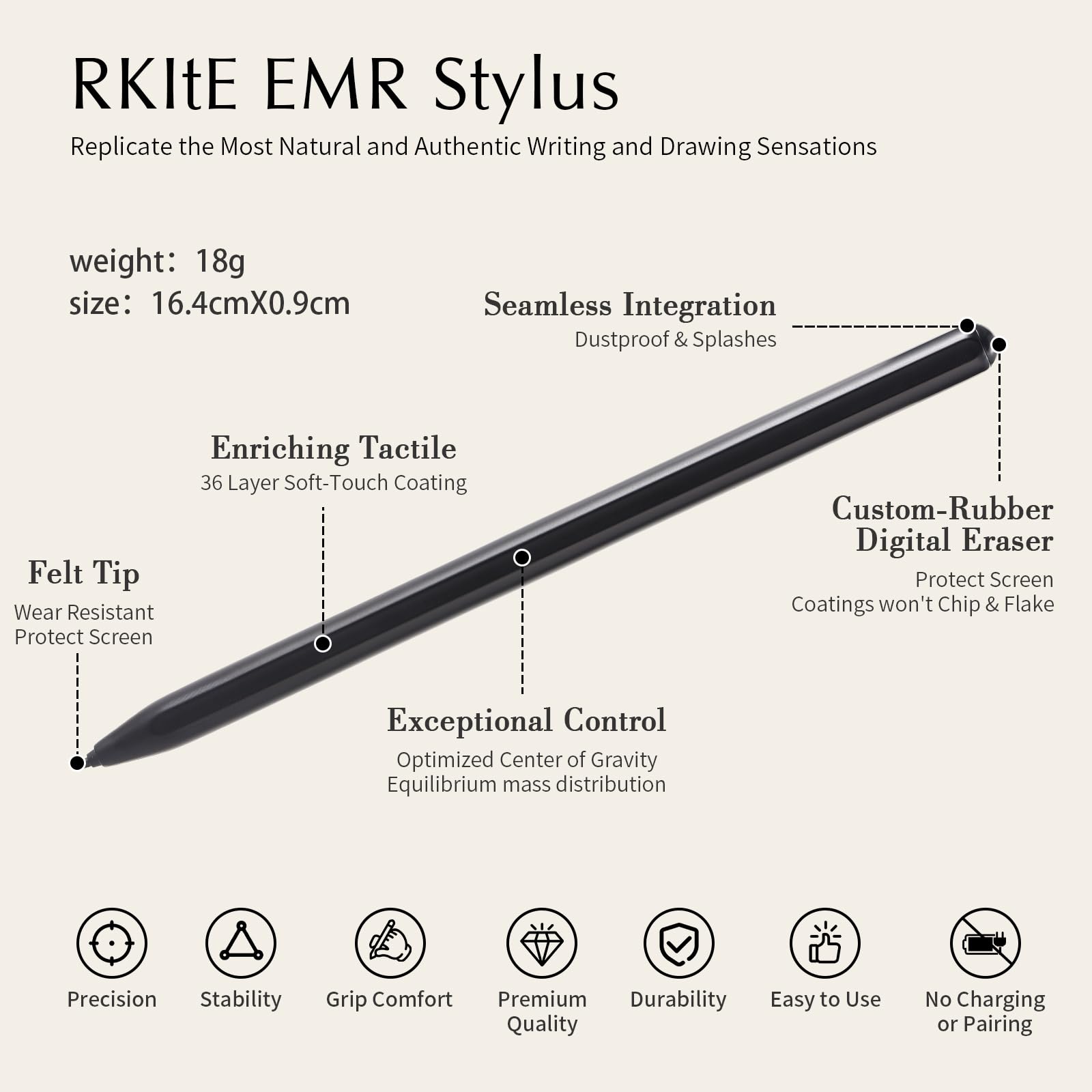 Premium Magnetic Stylus for Remarkable 2 & Kindle Scribe - 4096 Pressure Levels with Eraser, Tilt Support & Palm Rejection - Perfect for Digital Note Taking, Sketching & Professional Drawing (Black)