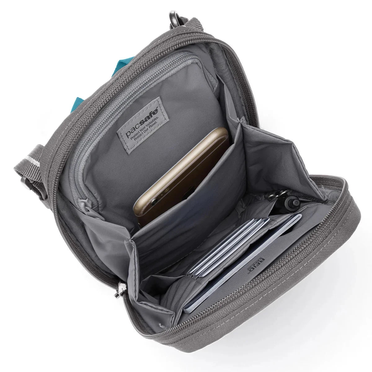 Pacsafe RFIDsafe™ RFID Blocking Anti-Theft Crossbody Bag - Secure Travel & Everyday Use for Credit Cards, Passport & Personal Items