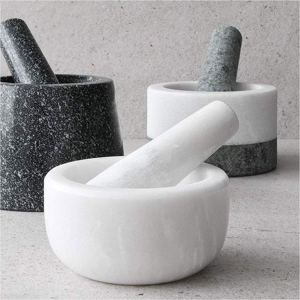 Natural Stone Mortar and Pestle Set - Large Stone Grinder Bowl for Guacamole, Herbs, Spices, Garlic & Ginger - Perfect for Grinding Seasonings & Making Fresh Salsas in Your Kitchen