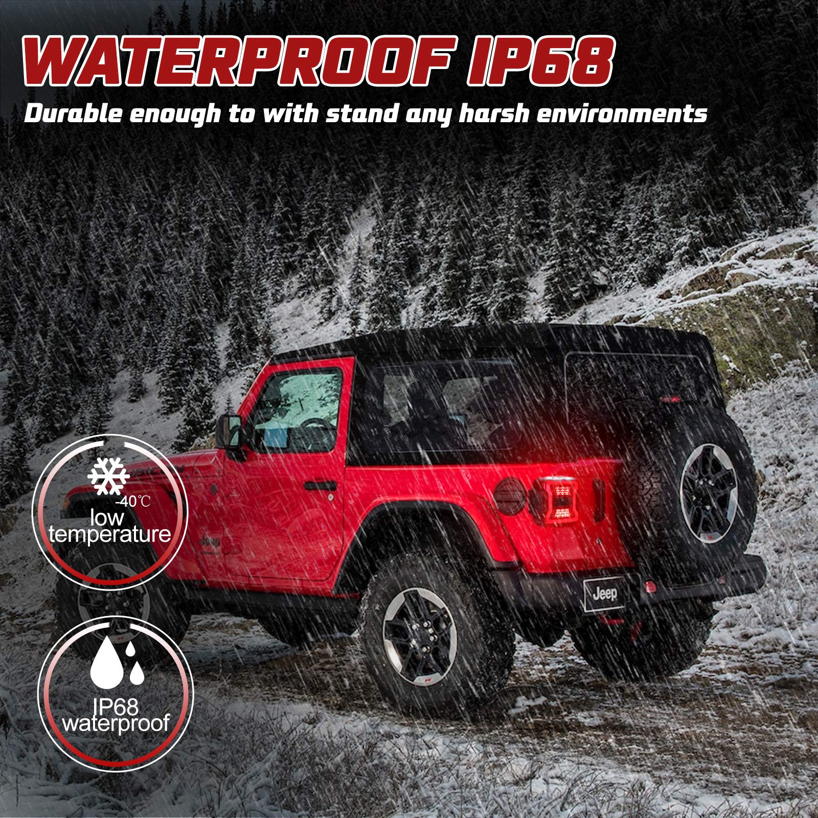 BUNKER INDUST LED Tail Lights Replacement for Jeep Wrangler JL 2018-2022 | Rear Brake Stop Turn Signal Reverse Light Assembly with Smoke Lens | Off-Road & Night Driving Safety Upgrade