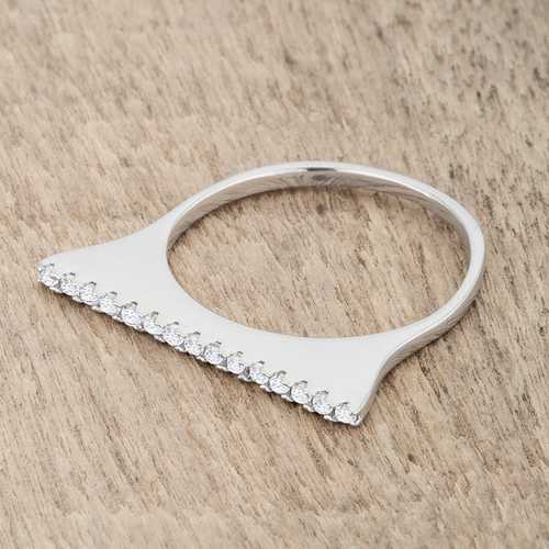 0.2ct CZ Rhodium Plated Contemporary Simple Ring for Women - Elegant Minimalist Wedding Band, Anniversary Gift, Everyday Jewelry