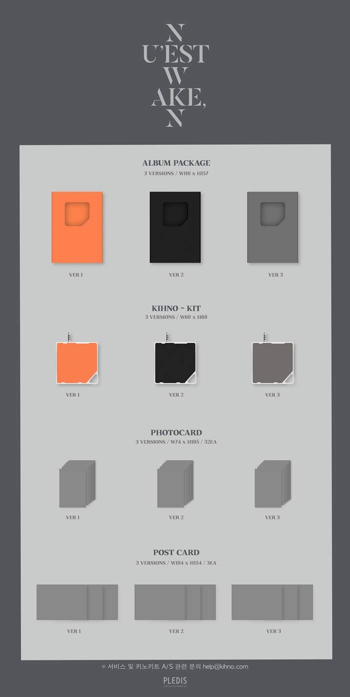 NU'EST W [WAKE,N] Kihno Album KIT 3VER SET - Includes Photo Card, Post Card & Tracking Number | Official K-POP Merchandise | Perfect for K-POP Fans & Collectors | Great Gift for Music Lovers